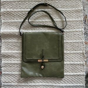 Olive Green Faux Leather Crossbody Purse